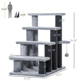 Cat Tree, Cat Tower Cat Stair Steps With Scratching Post, Hanging Play Ball For High Bed, Sofa, Indoor Outdoor (Option: Light Gray Black)