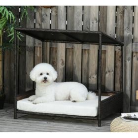 Dog House Raised Rattan Puppy Bed , Brown (Option: Brown White)