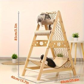 Wooden Cat Tree With 2 Scratching Posts, Summer Cat Bed, Indoor Multi-cat Castle Tower With Climbing Net Toys. (Option: Wooden)