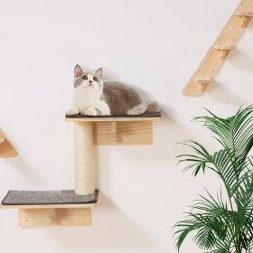 Wall Mounted Cat Shelves Tree With Jumping Boards Nests Hammock Set Of 7 (Option: Natural)