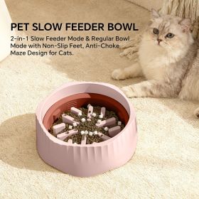Fast food/slow food can easily switch bowls, adapting to different pet eating habits, cross-border hot selling pet supplies (Color: Pink)