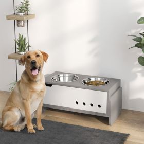 Elevated Dog Bowls, 3 Height Adjustable Raised Dog Bowls w/ Slow Feeder Mat, Stand, for Medium to Extra Large Dogs (Color: Gray)